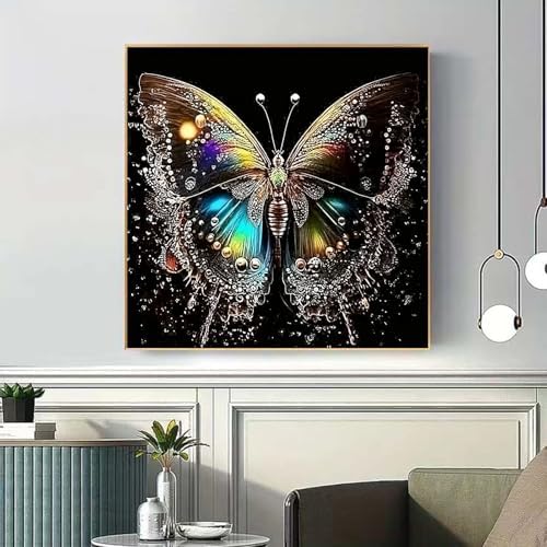 MaiMMaledy Paint by Numbers Kit 10Lx10W inch for Adults Beginners Canvas Pictures with Framed Drawing Painting Acrylic Pigment with Wooden Triangle Easel Black Butterfly - Image 3