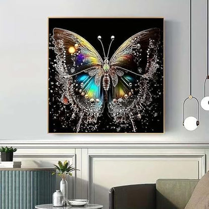 MaiMMaledy Paint by Numbers Kit 10Lx10W inch for Adults Beginners Canvas Pictures with Framed Drawing Painting Acrylic Pigment with Wooden Triangle Easel Black Butterfly - Image 3