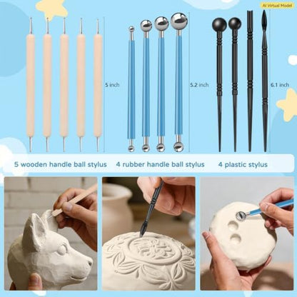 ZEHIQ White Air Dry Clay 6.6 lbs with 25pcs Pottery Sculpting Tools Set - Image 3