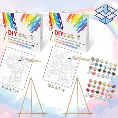 BAISITE Paint by Numbers Kit for Adults Beginners,16" Wx20 L 2 Pack Canvas for Painting Kits for Adults in Colorful Box 0304 Already Framed - Image 3