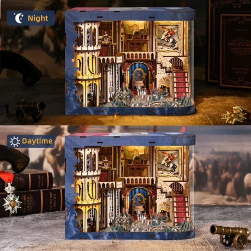 MiniCity Napoleon DIY Book Nook Kit, Wooden 3D Bookshelf Model with LED - Image 6