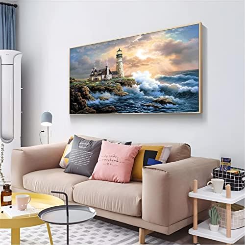 koemhxb Large Paint by Number for Adults(24x16 inch),Lighthouse Paint by Numbers Kits for Adults Beginner,Lighthouse Painting by Numbers for Home Wall Decor - Image 2