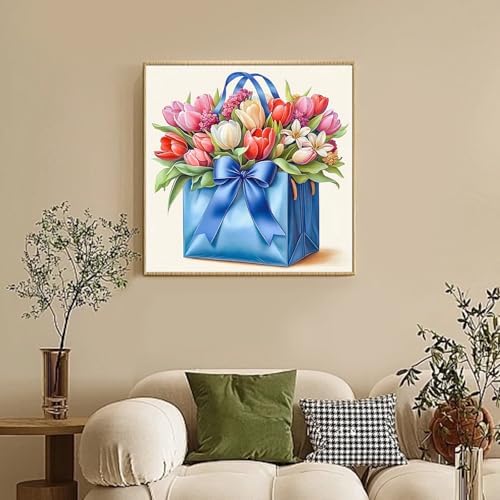 Camocin Framed Paint by Numbers Kit for Adults Beginners – Flowers Bag - Image 2