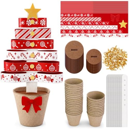 30 Sets Christmas Tree Pot Craft Kit, Standing Paper Xmas Tree DIY Bulk by Unknown