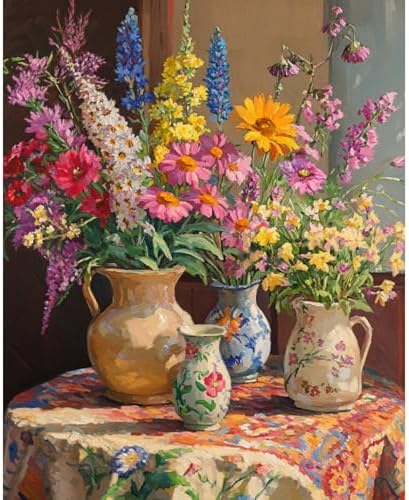 Banket Paint by Numbers Kit for Adults Beginner Flower DIY Oil Painting Kits for Adults Bottle Flowers Easy Adult Paint by Number Kits on Canvas Color by Numbers for Gifts Home Wall Decor 16x20 Inch by Unknown