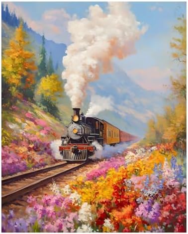 AUKELHJ Paint by Numbers Kit for Adults Beginner, Train, 16X20 Inch by Unknown