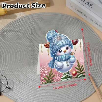 jinglinhh 8pcs Diamond Art Painting Christmas Snowman Greeting Cards with Envelopes, DIY Card Making Kits for Adults, Diamond Art Postcards Christmas Cards Craft Gifts - Image 2