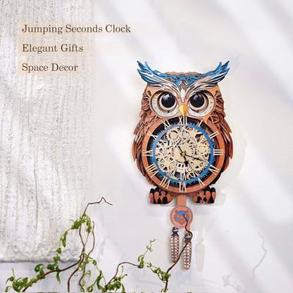 3D Puzzles for Adults, Owl Wall Clock 3D Wooden Puzzles Clock Kits for DIY Birthday Gift for Women Men Home Decor Holiday Christmas - Image 6
