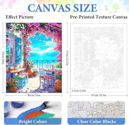 ZRIZQ Paint by Numbers Kit for Adults Beginner,Flowers Home,16x20 - Image 2