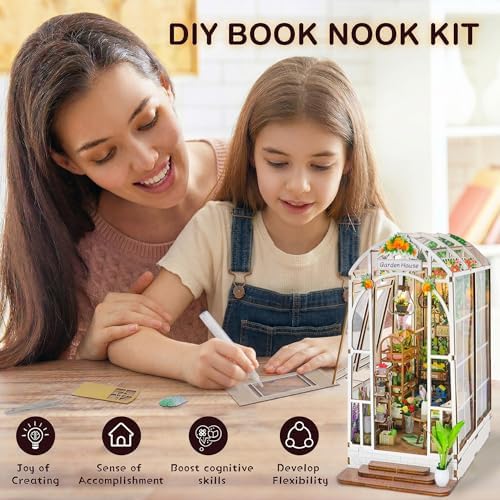 Book Nook Kit for Adults Teen, Miniature House Kit Garden Dolhouse - Image 3