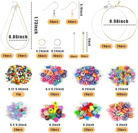 Earring Making Kit with 940 PCS Beading Hoop Earring Finding Component Accessories Hooks Jump Rings Loop Earring Backs Beads and Charms for Jewelry Making Earring DIY Craft - Image 2