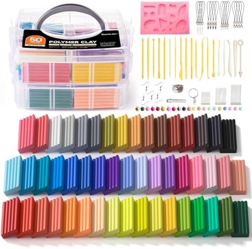 Shuttle Art Polymer Clay Kit, 50 Colors Oven Bake Clay for Kids with 19 Carving Tools and 10 Accessories, Non-Sticky, Non-Toxic, Ideal Gift for Kids by ShuttleArt