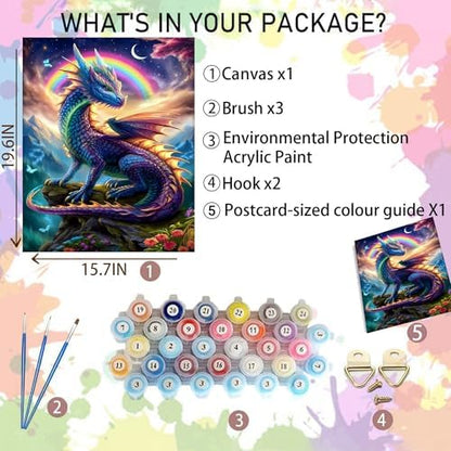 Arttoplus Dragon Paint by Numbers Kit for Adults Beginner 16x20 inch - Image 2