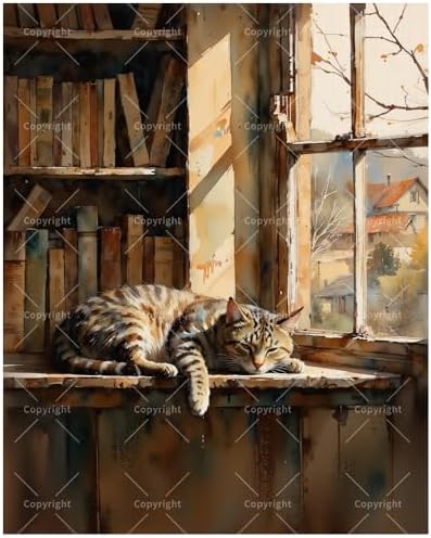 TAOPAOLAB Cozy Home Paint by Numbers Kit for Adults - DIY Sleeping Cute Tabby Cat Painting on Canvas 16x20 Inches, Acrylic Paint Set, Suitable for Beginners, Art for Home Decoration or Gifts by Unknown