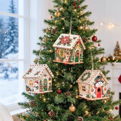 3D Wooden Christmas House Diamond Painting Kit with Pearl -Santa Claus - Image 6
