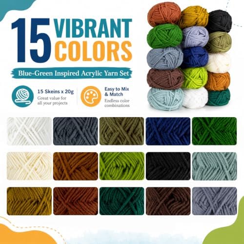 MAQIHAN 15x20g Acrylic Yarn for Knitting - Soft Crochet Yarn for Crafts - Image 6