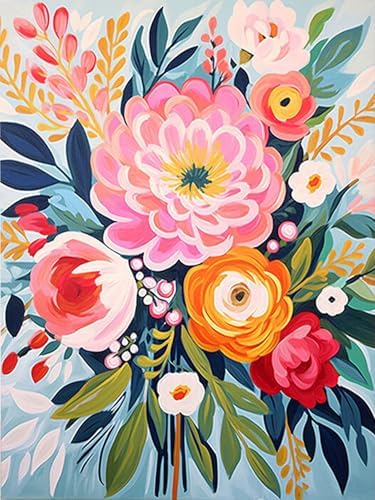 MjhRcll Flowers Stamped Cross Stitch Kits,Flowers in Vase Cross Stitch Ornament Kits for Adults Beginners, Counted Embroidery Needlepoint Kits Home Decor 12x16 Inch by MjhRcll