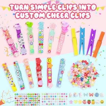 1350Pcs Cheer Pin Kit with 3-Tier Box, DIY Cheer Pins Spirit Clips Supplies, 80 Cheer Clothes Pins for Crafts, Clothespin Decorating Kit for Dance Volleyball Team, Sports Events Cheerleader Gifts Bulk - Image 5