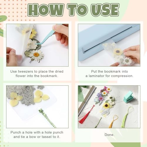AmazingSpark 222 Pcs Dried Flower Bookmark Kit with Tassels, Classic Color - Image 3