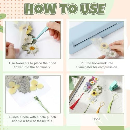 AmazingSpark 222 Pcs Dried Flower Bookmark Kit with Tassels, Classic Color - Image 3