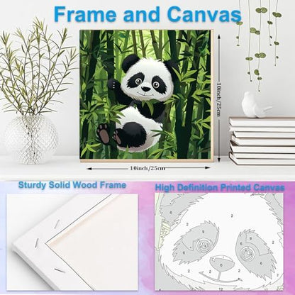 Artunion Framed Paint by Numbers Kit for Adults Beginners & Kids Ages 8-12,Panda Bear Paint by Number with Frame,Cute Animal Paint by Numbers Kit on Canvas 10 * 10 Inch Without Easel - Image 5