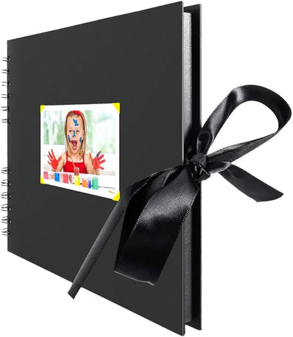 Rocutus Scrapbook Album,11.6 x 8.3 inch Self Adhesive DIY Scrapbooking Kit,80 Pages Black Pages Photo Album,DIY Pages Great for Anniversary, Wedding, Birthday,with Corner Stickers (Black)