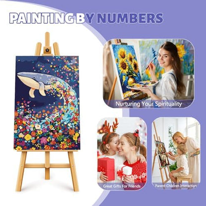 Framed Paint by Numbers Kit for Adults Beginner & Kids Ages 8-12, Dolphin Easy Paint by Numbers with frame, without Easel, DIY Acrylic number painting Kits on Canvas for Gift Home Decor 8 x 12 Inch - Image 7