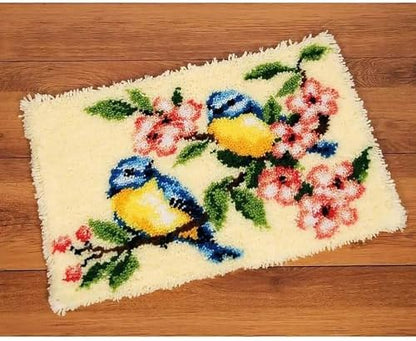 ZFFLYH Latch Hook Kits DIY Crochet Yarn Rugs Tapestry Hooking Needlework Crafts Arts Kit Color Preprinted Pattern Home Decoration Festival Gift for Adults and Kids,Birds by ZFFLYH