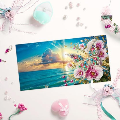Diamond Art Cards with Envelopes–6PCS DIY Diamond Painting Greeting Cards Kit | Card Making Kit with Bling for Adults & Beginners | Birthday,Holiday & Thank You Cards (Flower and Butterfly) - Image 7
