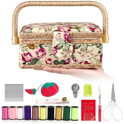 MKNZOME Sewing Box with Supplies Kit for Women, Complete Accessories by MKNZOME