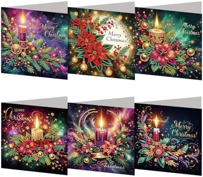 6pcs DIY Diamond Art Christmas Cards Kit with Envelopes & Tools-Diamond Dot Greeting Cards,Xmas 5D Rhinestones Painting for Adults,DIY Craft Family Friend Xmas Gifts(Christmas Flower) by Unknown