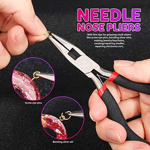 LEOBRO Hand Drill, 222 PCS Pin Vise Hand Drill with Drill Bits(0.8 mm-3 mm), Needle Nose Pliers, Keychain Making Kit, Jewelry Making Supplies, Hand Drill Tools for Jewelry Keychains Making - Image 6
