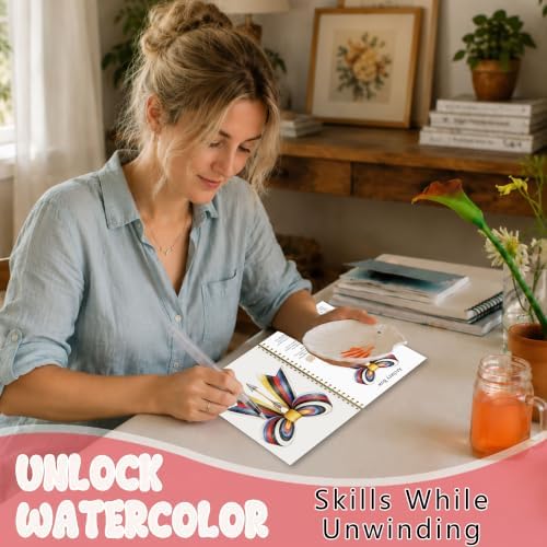 Sporty Lover Gift, Sports Bow Watercolor Workbook, Watercolor Painting Workbook with 12 Different Sports Bow Patterns, Sporty Water Coloring Book Set with Water Paintbrush for Beginners Boys Girls - Image 5