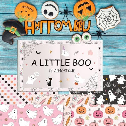 24 Sheets Halloween Pattern Paper Set, 11.8"x11.8" Halloween Scrapbooking Supplies Paper Pumpkin Ghost Spider Plaid Stripe Dot Origami Paper - 12 Styles - Image 6