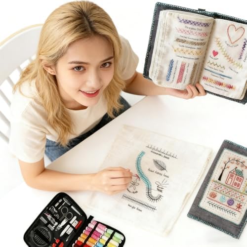 OYSMY Embroidery Stitch Book Kit,2026 New Embroidery Kit with 86 PCS Sewing Kit,Includes Illustrated Guide to 106 Universal Embroidery Stitches for Beginners and Craft Lovers(3 Set) - Image 6