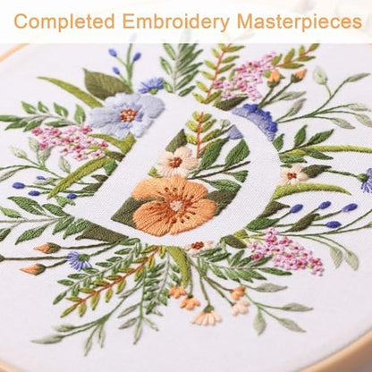Harimau Letter D Pattern Embroidery Kit for Adult Beginners, Complete Starter Pack with 1 Hoop, Needles, Instruction Guide & Embroidery Stitch Video Tutorials - Image 6