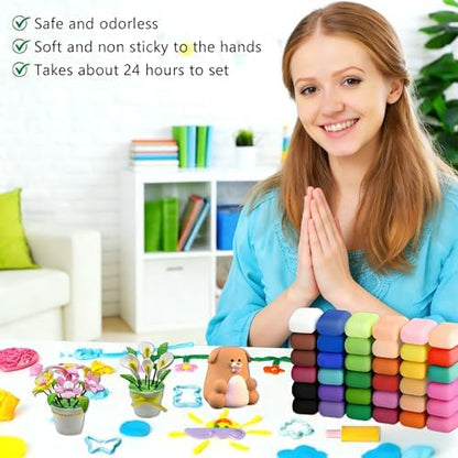 Adult Air Dry Clay,Magic Foam DIY Molding Clay,Air Dry Clay Set 122 PCS 64 Colors Ultra Light Clay with Tools and DIY Accessories Soft Non Sticky Safe Modeling for Crafts Sculpting Party Creative - Image 3