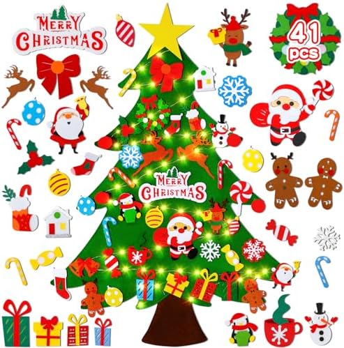 Max Fun DIY Felt Christmas Tree Set 3.2Ft with 41 Ornaments for Kids Toddlers Home Wall Hanging Felt Christmas Craft Kits Xmas Decoration Party Supplies by MaxFun