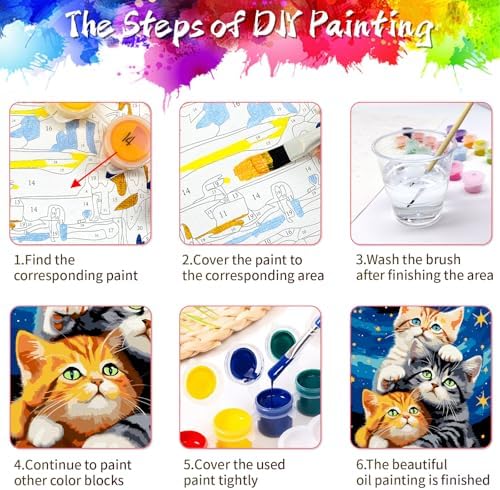 ZTOTZ Cat Paint by Numbers Kit for Adults, Animal Paint by Numbers Cats Kits, Kitten Painting by Numbers for Beginner,16x20 Canvas Set - Image 6