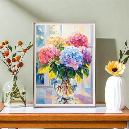 bestact Framed Hydrangea Paint by Numbers Kits for Adults,Flowers Painting by Numbers with Framed for Beginner on Canvas Easy DIY Painting Kits for Home Wall Decoration and Gifts,8x12INCH (Flower3) - Image 2