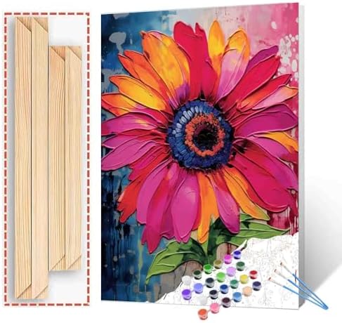 Poppy Flower DIY Paint by Numbers for Adults Kids Watercolor Paint by Numbers DIY Painting Acrylic Spring Paint by Numbers Painting Kit Home Wall Living Room Bedroom Decor （DIY Frame by Aihonmin