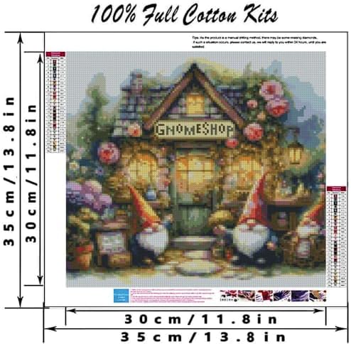Gnome Shop Cross Stitch Kit for Adults, Stamped Embroidery 13.7x13.7in - Image 2