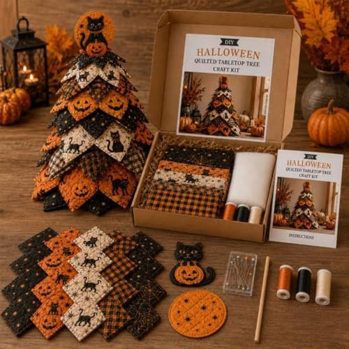 DIY Quilted Christmas Tree Kit, 3D Fabric Patchwork Craft Set for Adults & Beginners, Handmade Holiday Sewing & Tabletop Decor Project, Creative Crafting Gift Box - Image 2