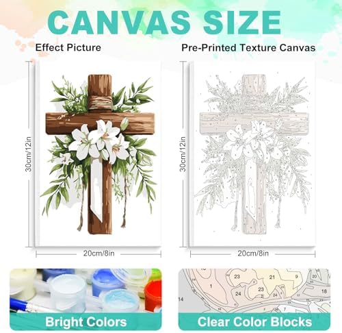 GEEHEIY Framed Paint by Numbers Kit for Adults, Cross Lilies, 8 x 12 Inch - Image 3