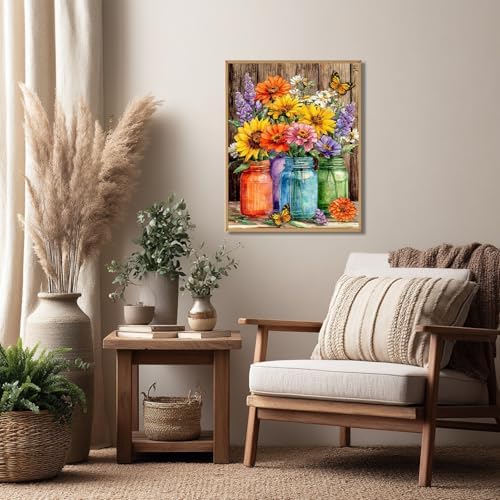 Reivworl Flowers Paint by Numbers Kit for Adults, Flowers Paint by Number for Adults Beginners, Painting by Number Kits for Gifts and Wall Decor 16x20Inch - Image 2
