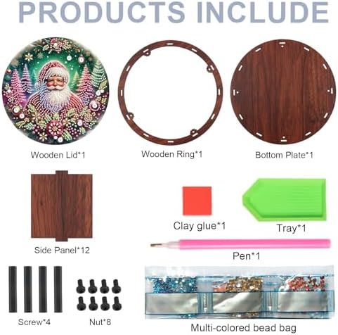 DIY Diamond Painting Fruit Bowl Storage Box, Santa Claus Rhinestone Decoration Tray Handmade Set, for Desktop Item Storage, Multifunctional Creative Craft Gift - Image 3