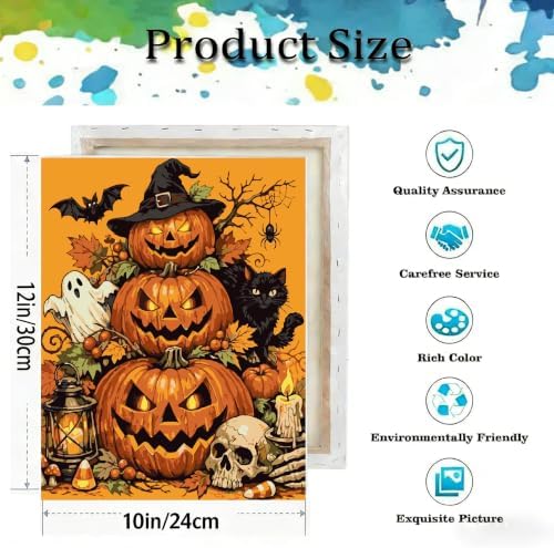 Halloween Paint by Numbers Kit for Adults-Pumpkin,with Frame 10x12In - Image 3