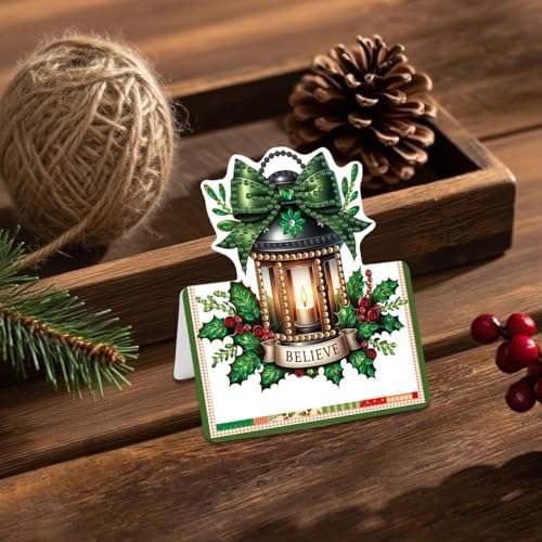 DIY Diamond Art Painting Greeting Card Creative Holiday Blessing 3D Folding Set Stationery Ornament Present Handmade-Christmas Lanterns - Image 7