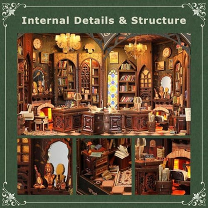 NookMaster Book Nook Kit with LED | 3D Puzzle Bookshelf Decor Gift - Image 4