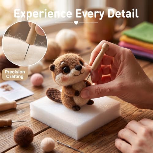 DIY Needle Felting Kit Cute Beaver – Needle Felting Starter Kit with Fiber Roving, Needles, Felting Pad & Instructions | Felted Animal Kit for Beginners Adults | DIY Craft Gift Home Decoration - Image 4